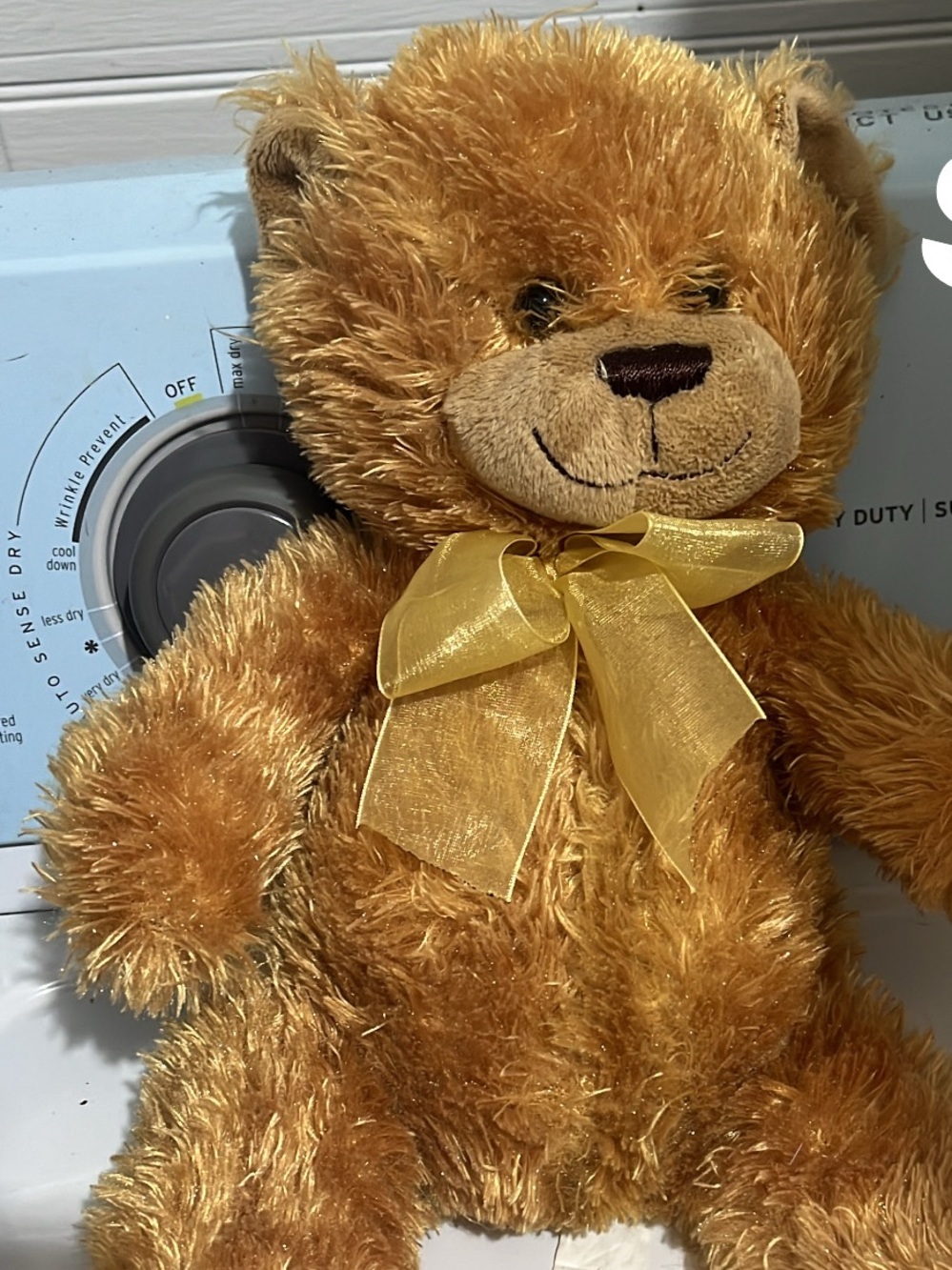 Golden Brown Plush Teddy Bear with Ribbon - Kids Toy